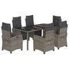 vidaXL 7-delige Tuinset met kussens poly rattan grijs