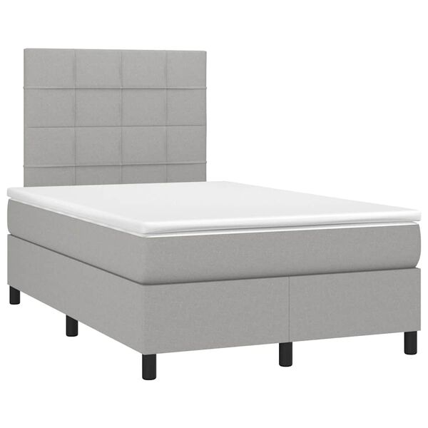 vidaXL Boxspring met matras en LED stof lichtgrijs 120x190 cm