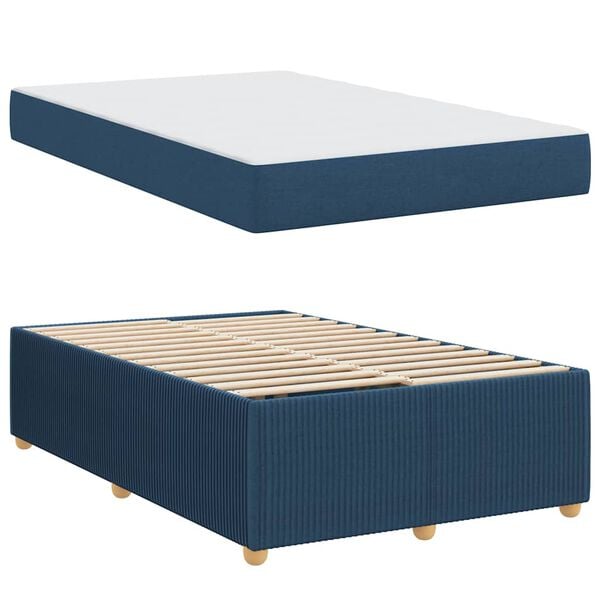 vidaXL Bedframe met matras Blauw 120 x 190 cm Stof