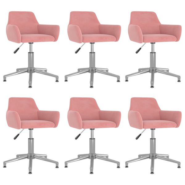 vidaXL Eetkamerstoelen draaibaar 6 st fluweel roze
