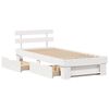 vidaXL Bedframe met hoofdeinde Wit 75 x 190 cm Massief grenenhout