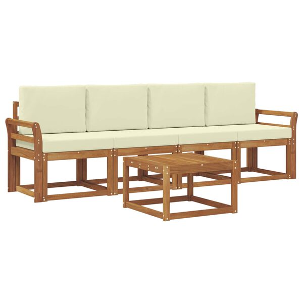vidaXL Buiten bankenset 5 pcs Natuurlijk en Cr&egrave;me Massief Acaciahout