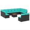 vidaXL 13-delige Loungeset met kussens poly rattan zwart