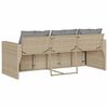 vidaXL Tuinbank 3-zits met kussens poly rattan beige