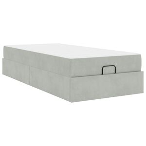 vidaXL Bedframe met matras met matras 2 pcs Lichtgrijs Fluweel
