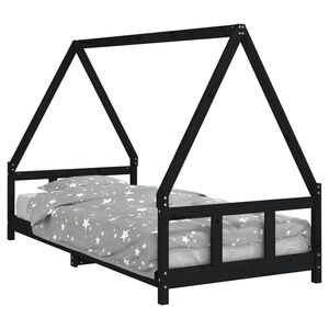 vidaXL Kinderbedframe 90x200 cm massief grenenhout zwart