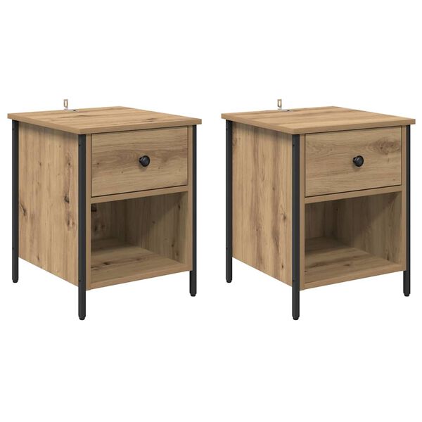 vidaXL Nachtkastje 2 pcs Artisan Eiken 40 x 42 x 50 cm Bewerkt hout