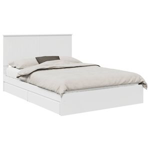 vidaXL Opslag bed met hoofdeinde Wit 140 x 190 cm Bewerkt hout