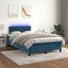 vidaXL Boxspring met matras en LED fluweel donkerblauw 120x190 cm