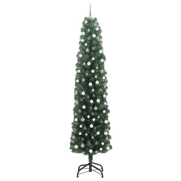 vidaXL Kunstkerstboom Groen 240 cm PVC en Staal en Kunststof