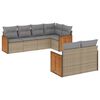 vidaXL 7-delige Loungeset met kussens poly rattan beige