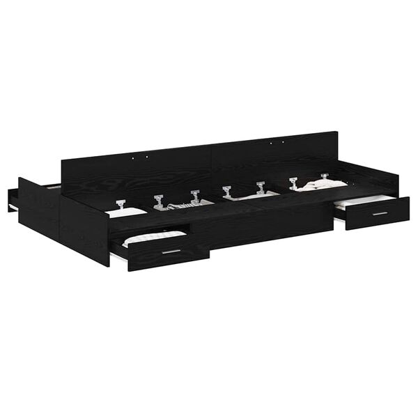 vidaXL Opbergbedframe met lade Zwart Eiken 120 x 200 cm Bewerkt hout