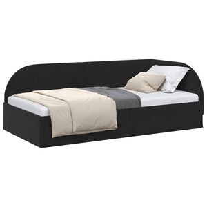 vidaXL Hoekbedframe Zwart 100 cm x 200 cm Polyester en multiplex