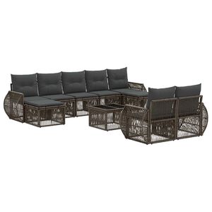 vidaXL Tuinbankenset 10 st Grijs en Donkergrijs poly rattan