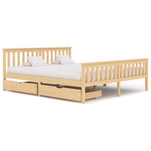 vidaXL Bedframe met 2 lades massief grenenhout 180x200 cm