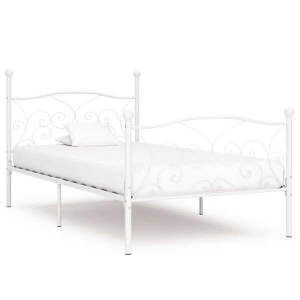 vidaXL Bedframe met lattenbodem metaal wit 90x200 cm