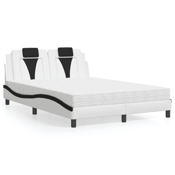 vidaXL Bed "Viana" met matras kunstleer wit en zwart 140x190 cm