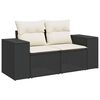 vidaXL Tuinbank 2-zits met kussens poly rattan zwart