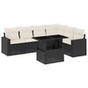 vidaXL 7-delige Loungeset met kussens poly rattan zwart