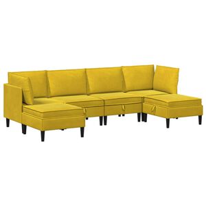 vidaXL Woonkamer Meubelset 6 st Geel Fluweel