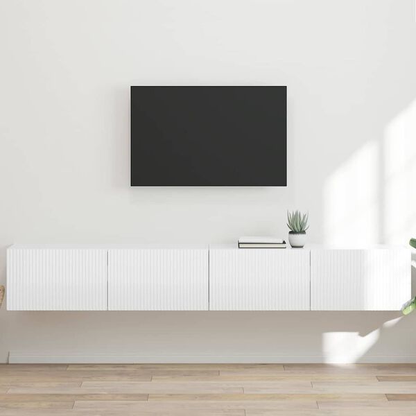vidaXL TV Wandkast 2 pcs Glanzend Wit 98 x 31 x 29,5 cm Bewerkt hout