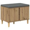 vidaXL Schoenbank met kussen Artisanaal eiken 60 x 38 x 46 cm
