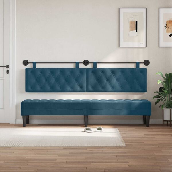 vidaXL Hangend Hoofdeinde Wandgemonteerd Blauw 210 x 55 x 7 cm Fluweel