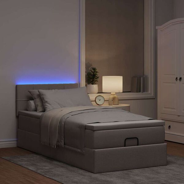 vidaXL Ottoman bed met matras en LED's 100x200 cm stof taupe