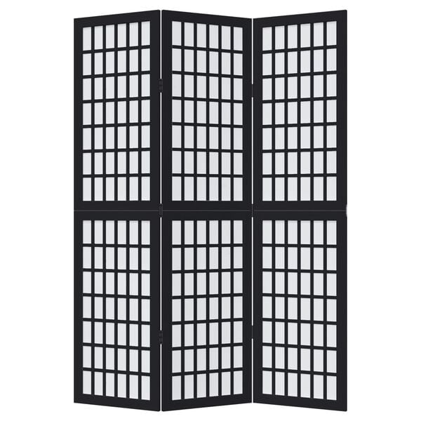 vidaXL Kamerscherm met 3 panelen massief paulowniahout zwart