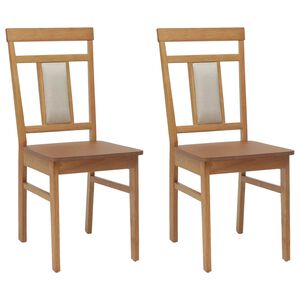vidaXL Eetkamerstoel 2 st Massief Rubberhout Naturel