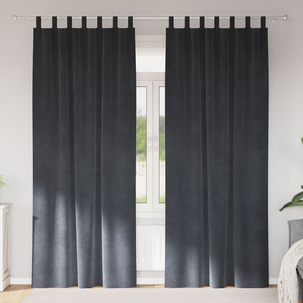 vidaXL Verduisterende gordijnen 2 pcs Lichtgrijs 140 x 225 cm Fluweel