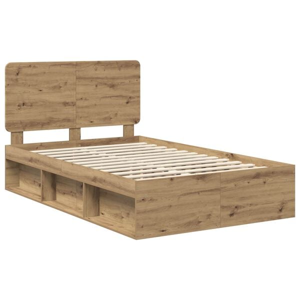 vidaXL Bedframe Ambachtelijk eiken 120 x 190 cm Massief grenenhout
