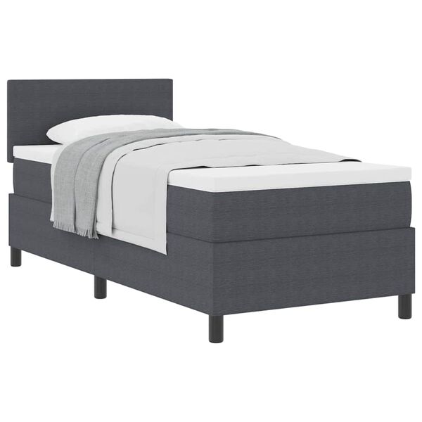 vidaXL Boxspring bed Donkergrijs en Wit 193 x 90 x 88 cm Katoenen stof