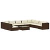 vidaXL 11-delige Loungeset met kussens poly rattan bruin