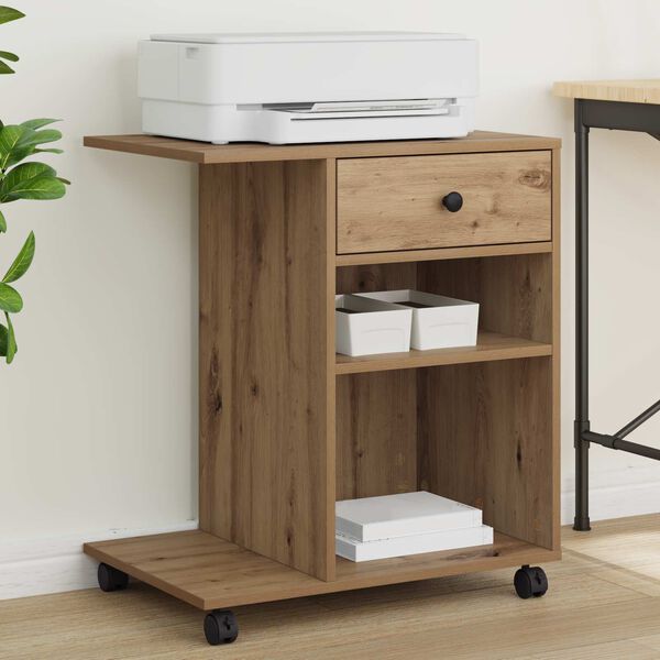 vidaXL Printerstand Ambachtelijk eiken 60 x 40 x 68.5 cm Bewerkt hout