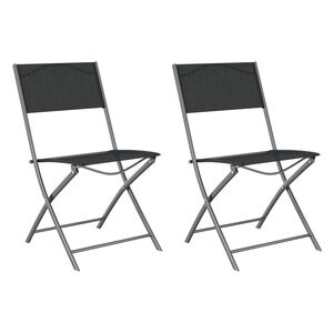 vidaXL Opklapbare stoelen, 2 stuks, zwart staal en Textilene