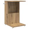 vidaXL Bijzettafel met wiel Artisan Eiken 40 x 35 x 60 cm Bewerkt hout