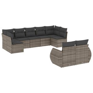 vidaXL 9-delige Loungeset met kussens poly rattan grijs