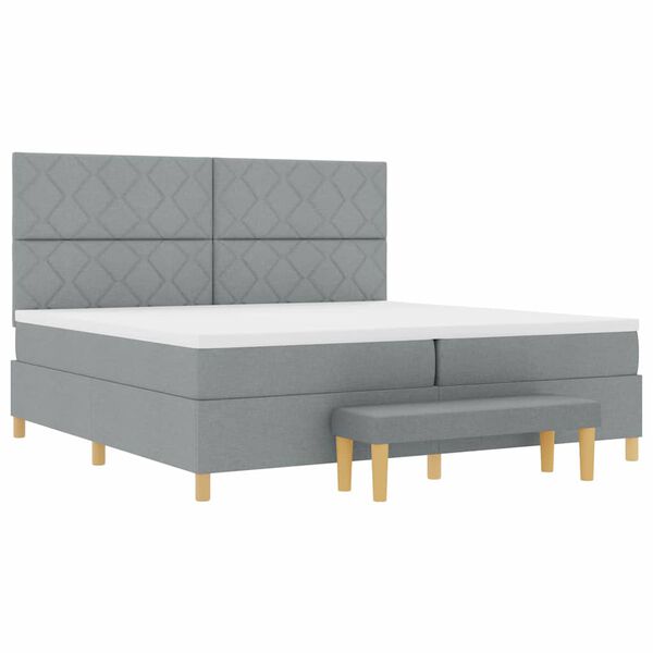 vidaXL Boxspring bed met matras Lichtgrijs 200 x 200 cm Stof
