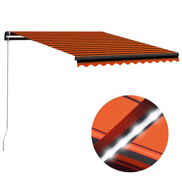 vidaXL Luifel handmatig uittrekbaar met LED 350x250 cm oranje en bruin