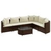 vidaXL 7-delige Loungeset met kussens poly rattan bruin