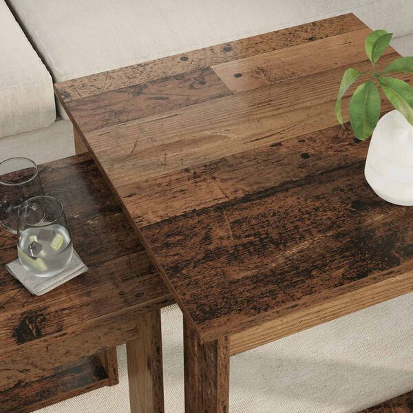 vidaXL Koffietafel Set 2 pcs Oudhout Bewerkt hout