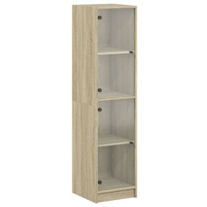 vidaXL Hoge kast met glazen deuren 35x37x142 cm sonoma eikenkleurig