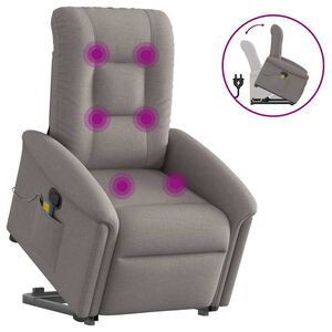 vidaXL Sta-op-massagestoel verstelbaar stof taupe