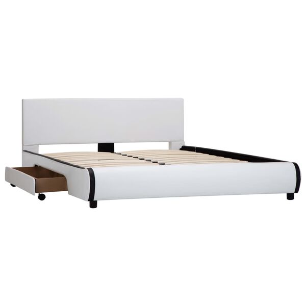 vidaXL Bedframe met lades kunstleer wit 140x200 cm