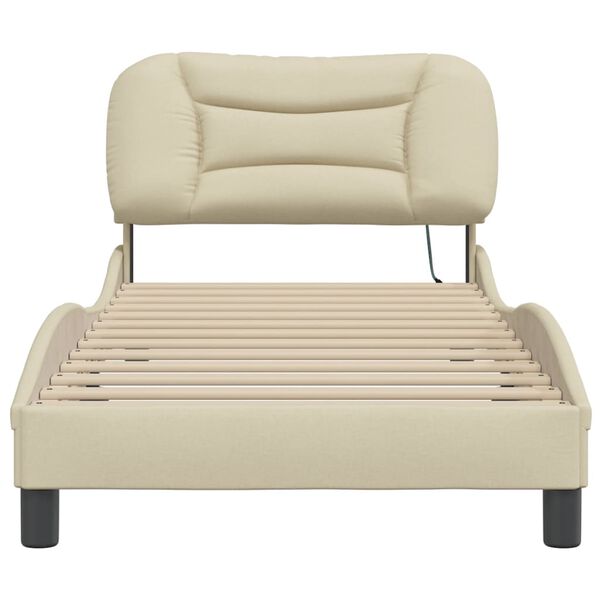 vidaXL Bedframe zonder matras "Hvar" 90x190 cm stof crèmekleurig