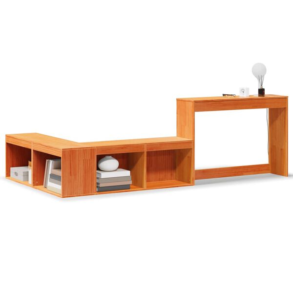 vidaXL Nachtkastje met bureau 222x122x75 cm grenenhout wasbruin
