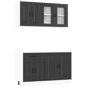 vidaXL 4-delige Keukenkastenset Kalmar bewerkt hout zwart