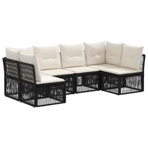 vidaXL Tuinbankenset 6 st Zwart poly rattan
