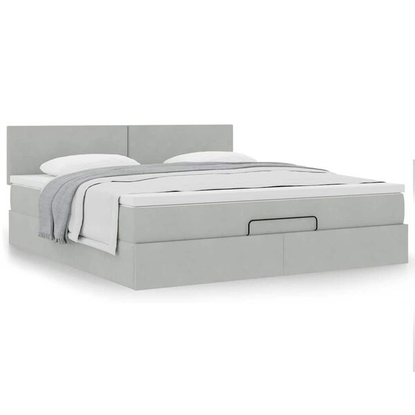 vidaXL Ottoman bed met matras 180x200cm fluweel lichtgrijs